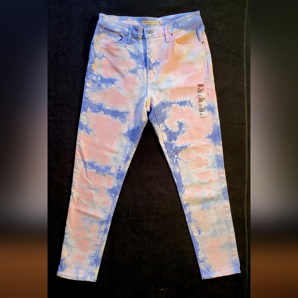Levi's Pink Classic Summer Tie Dye, 721 High Rise Skinny Ankle, 10 W30